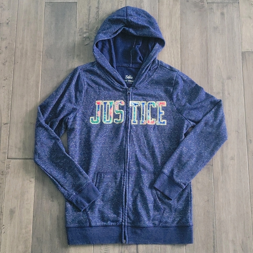 Justice Girls Hooded Sequin Floral Jacket - Size 16/18